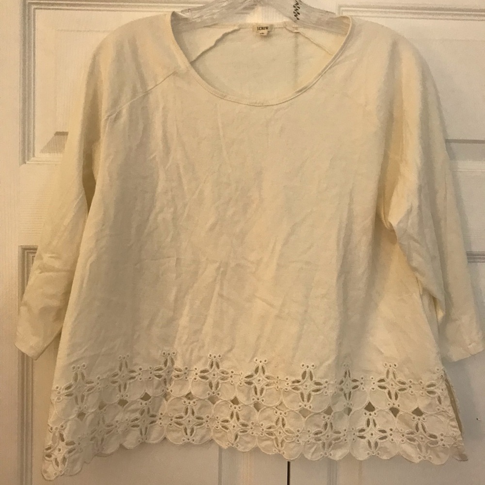 J. Crew White Eyelet Top